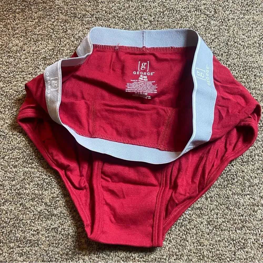 George Men’s Red Briefs with Light Gray Waistband Size XL (40-42) The Fruit Loom